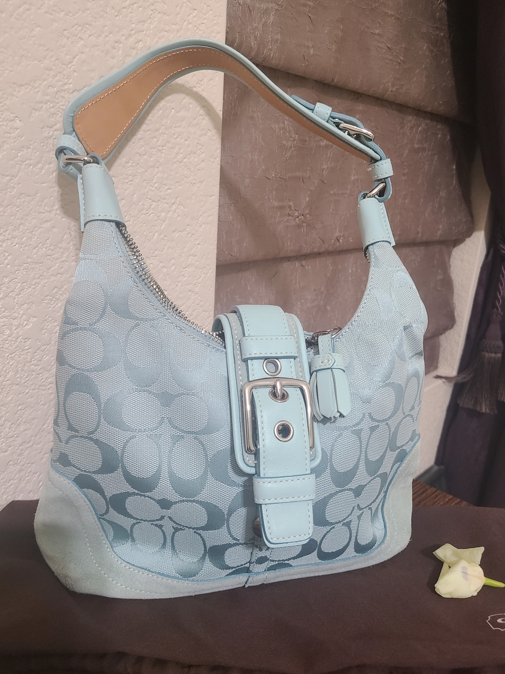 Coach Vintage Hampton Aqua Blue Signature Bag- J6823 - Picture 2 of 14
